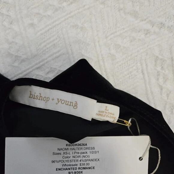BISHOP & YOUNG  Halter Dress Whimsigoth Rock star girlfriend Black velvet Vamp - Picture 8 of 8